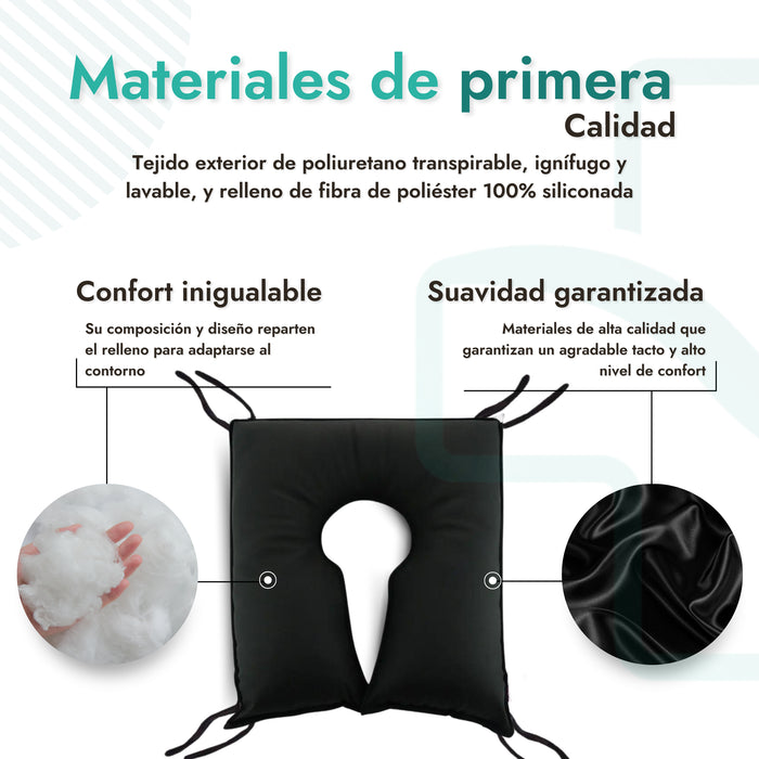 Cojín ortopédico; Alivio de presión coxis; Cojín antiescaras; Asiento ergonómico; Cuidado postural; Salud espinal; Cojín para sillas de ruedas; Cojín de viaje; Poliuretano transpirable; Ignífugo; Fibra de poliéster siliconada; Comodidad en el hogar