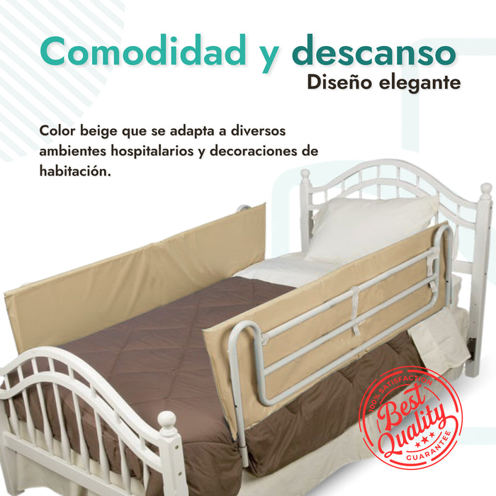 cubre barandillas, protector acolchado, seguridad en cama, OrtoPrix, cuidado paciente, material ignífugo, fácil limpieza, ajuste seguro, accesorios hospitalarios, comodidad cama