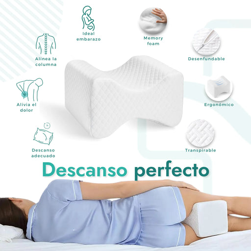 Almohada ergonómica, cojín viscoelástico, descanso de calidad, alineación vertebral, cojín terapéutico, almohada para embarazadas, salud lumbar, alivio de ciática, cojín transpirable, producto español de calidad