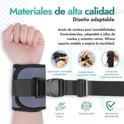 Arnés muñeca silla ruedas, Sujeción seguridad movilidad reducida, Accesorio silla ruedas confort, Cinturón ajustable universal, Producto cuidado personal OrtoPrix