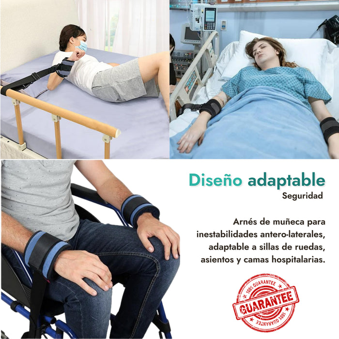 Arnés muñeca silla ruedas, Sujeción seguridad movilidad reducida, Accesorio silla ruedas confort, Cinturón ajustable universal, Producto cuidado personal OrtoPrix